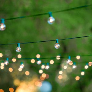 Hanging decorative lights for a back yard